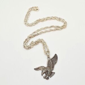 New! 1980s Retired SO WHITE NOW Necklace Eagle Silver Plate Rope Chain Avon 22"